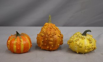 Trio Of Department 56 Decorative Holiday Gourds