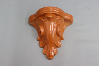 Vintage Neo-Classical Lava Orange Italian Cast Pottery Wall Shelf