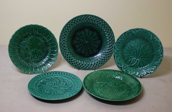 Group Lot Of Vintage Italian Majolica Green Plates