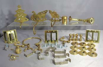 Assorted Collection Of Brass Hardware And Decorative Items