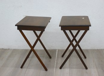 Two Wooden Folding Tray Tables