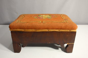 Antique Needlepoint Foot Rest