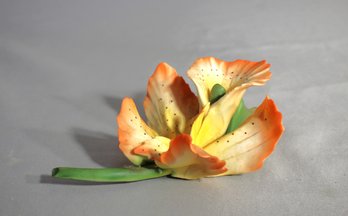 Vintage Capodimonte Iris Flower - Made In Italy Fine Porcelain Hand Painted