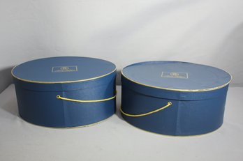 Two Blue Brooks Brothers Hat Boxes
