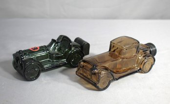 Two Vintage Avon Straight Eight Island Lime After Shave Glass Cars