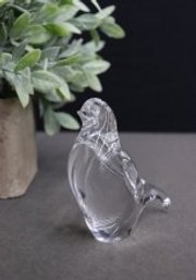 Clear Glass Crystal Wren Figurine, Etch Marked Bottom MV
