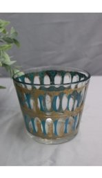 CULVER Azure Scroll Green 22k Gold Plated Ice Bucket Vintage