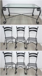 Wrought Iron/Glass Dining Room Table And 6 Matching Chairs