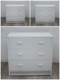 Group Lot Of 3 Contemporary White  Low Three Drawer Chests