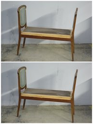 Two Caned Window Seat Benches - See Photos For  Condition
