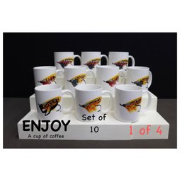 4 Of 4: Set Of 10 Fly Fishing  Tied Fly Mugs, Winnie Staniford Designs, Inc.