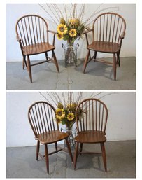 Windsor Spindle Chairs - 2 With Arms & 2 Armless