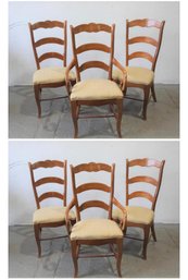 Set Of 6 Arch Ladder Back Chairs - 2 Arm Chairs And 4 Side Chairs