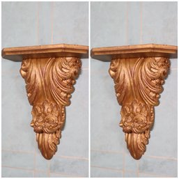 Two Acanthus Leaf Classical Reproduction Wall Sconce Shelves