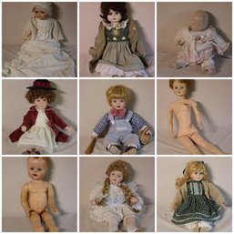 Group Of 9 Vintage Dolls