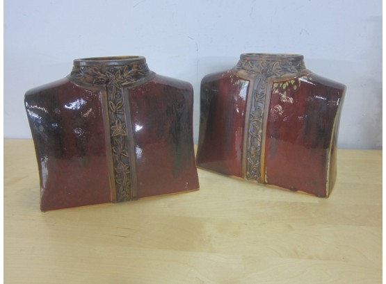 Pair Of Decorative Red Vases
