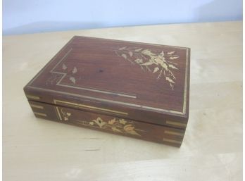 Jewelry Wooden Box With Brass Inlaid Work
