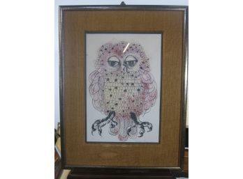 Vintage Watercolor Of An Owl