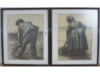 Prints Of Man & Woman Farmers