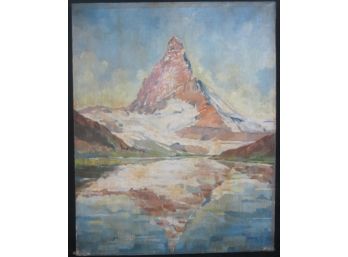 Oil On Canvas Of A Mountain