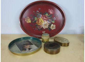 Group Lot Of Tin Boxes And Trays