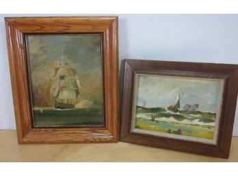 2 Oil Artwork Of Boats