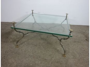 Brass And  Iron Glass Coffee Table