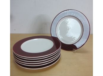 7 Pagnossin Red  Ribbed Rimmed Chop Plates Ironstone Treviso Italy