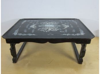 ASIAN Black Lacquer Coffee Table Mother Of Pearl INLAY