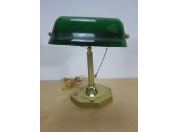 Bankers Desk Lamp With Green Glass Shade