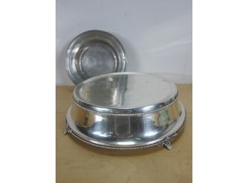 Silver Plated  Cake Stand , Pewter Bowl