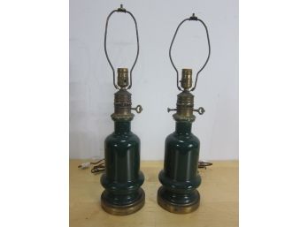 Vintage Green Glass Bedroom Lamps
