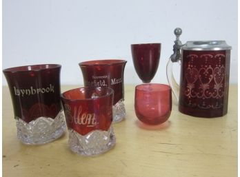 Assorted Lot Of Ruby Red Glass