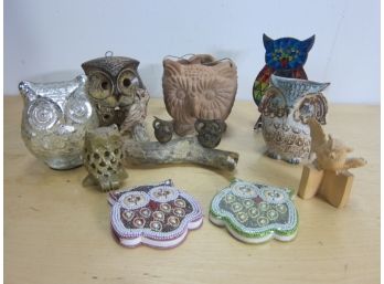 Group Lot Of Owls Figurine
