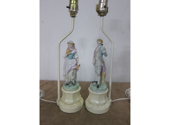 Pair Of Bisque  Figures Lamp
