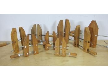 Group Lot Of  Wooden Hand Screw Clamps