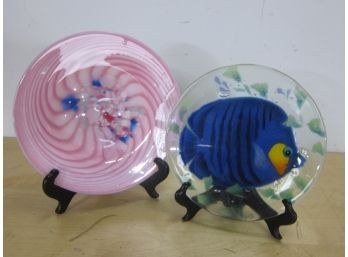 2 Art Glass Plates