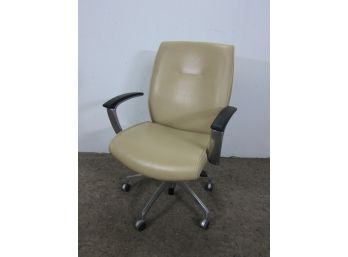 Beige Leather Upholstery Office Chair #2