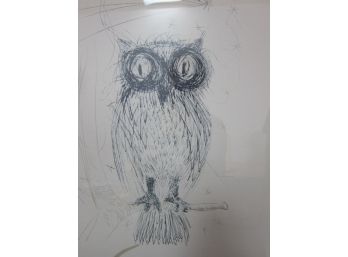 VINTAGE ART PRINT Owls Bali Artist