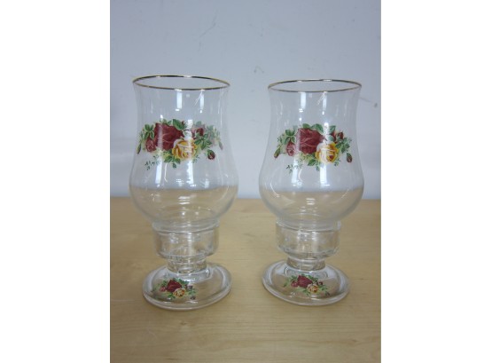 Pair Of Glass Candleholders