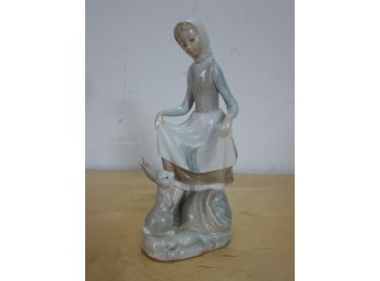 Lladro- Figurine Of A  Girl With Bunny Rabbit
