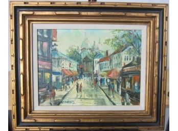 Painting Of A Paris Street Scene By Weber