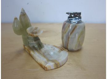 Marble Lighter And Ashtray Set