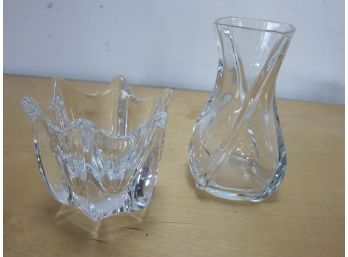Two Crystal Vases ( Baccarat & Orrefors)