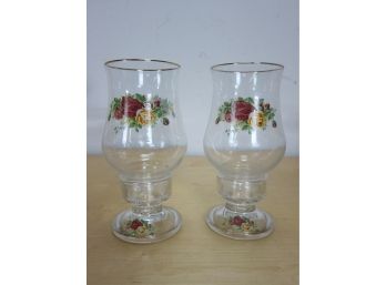 Pair Of Glass Candleholders