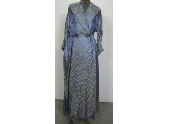 Dynasty Blue Floral Embroidered Oriental Robe