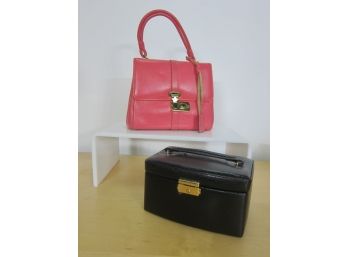 Vintage Pink Handbag And Jewelry Case