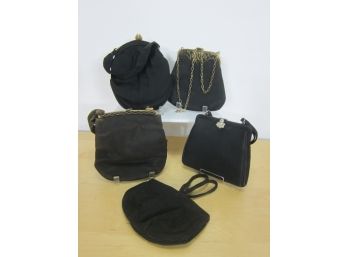 #2)  5 Vintage Ladies Black Handbags