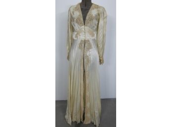 1930s Vintage Silk And Lace Robe