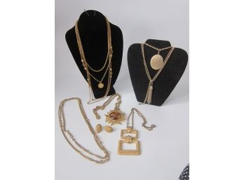 Group Lot Of Gold Tone Costume Jewelry